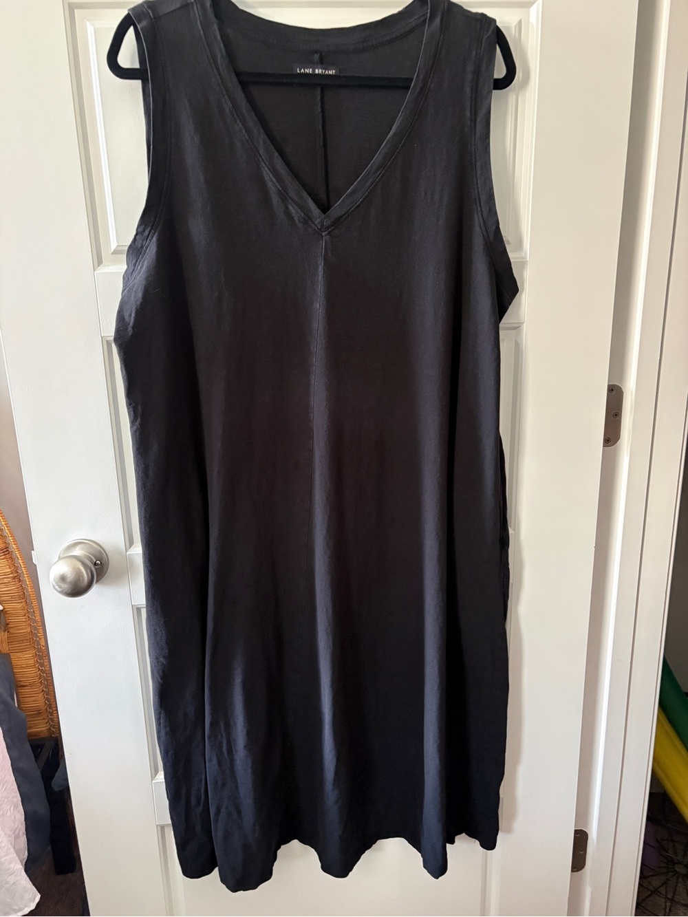 Lane Bryant Black V-Neck Sleeveless Cotton Dress